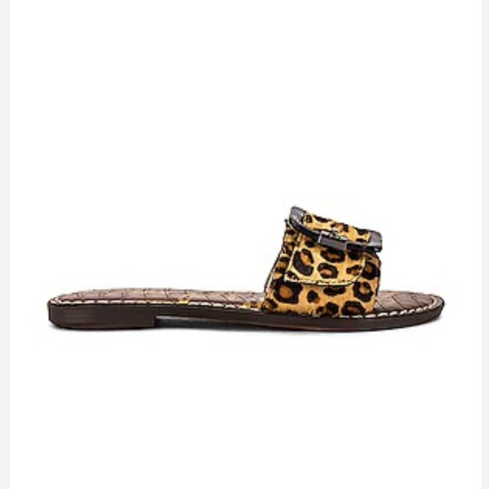 Sam Edelman Women’s Granada Leopard Print Big Buckle Slides Shoes Size 7 Animal
